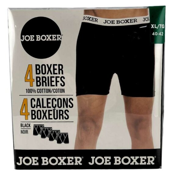 Joe Boxer | Men's Boxer Briefs | 4 Pack | Black | XLarge - Picture 1 of 3